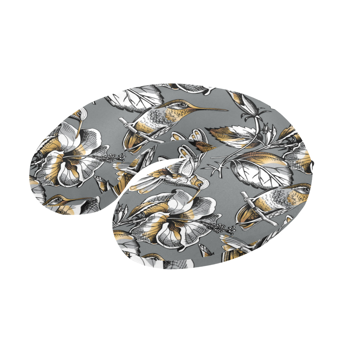 Hummingbird Pattern Print Design 02 U-Shaped Travel Neck Pillow