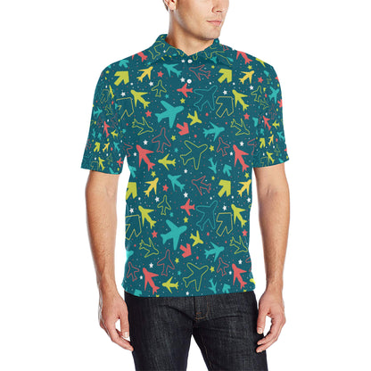 Airplane Pattern Print Design 05 Men Polo Shirt