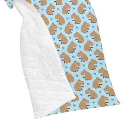 Capybara Pattern Print Design 01 Premium Quilt