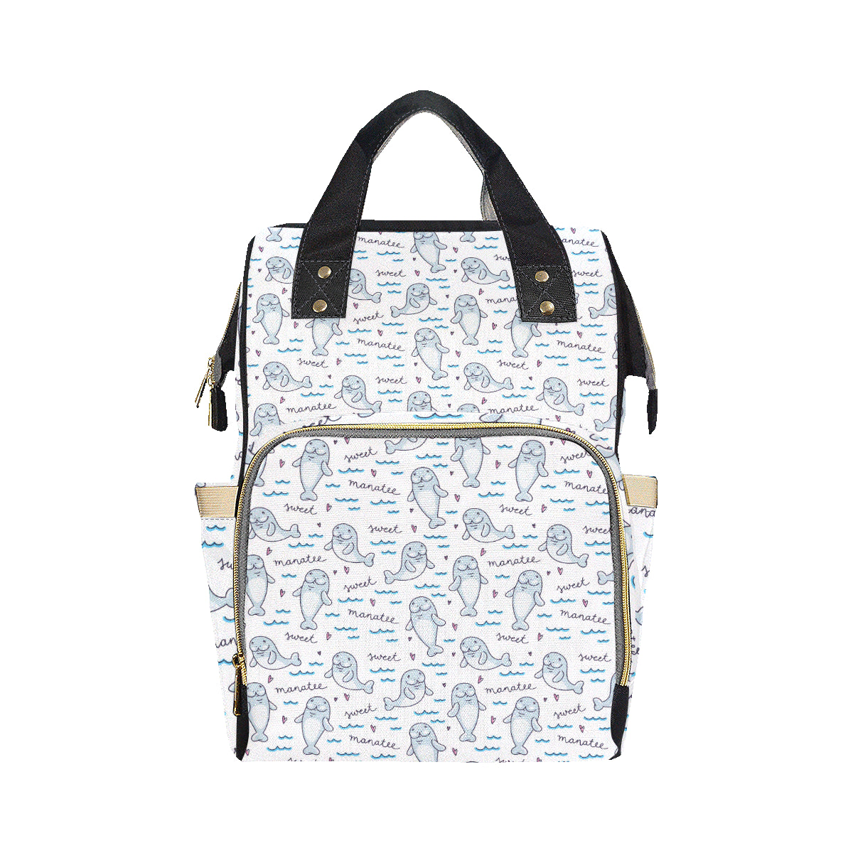 Manatee Baby Pattern Print Design 03 Diaper Bag Backpack