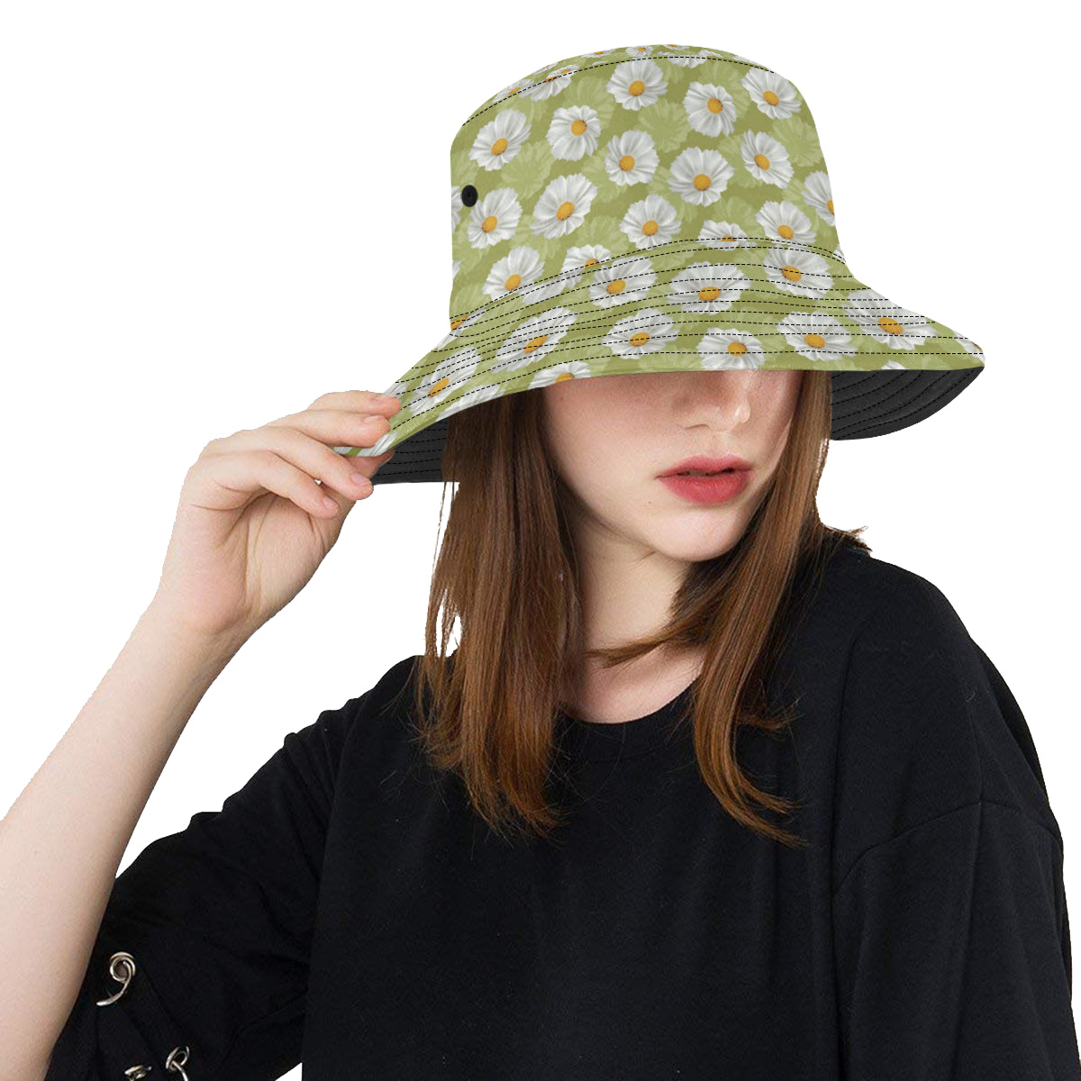 Daisy Pattern Print Design DS06 Unisex Bucket Hat