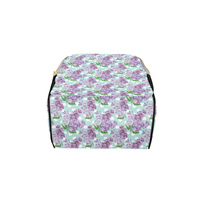 Lilac Pattern Print Design 02 Diaper Bag Backpack