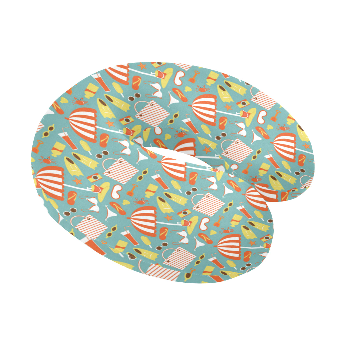 Beach Scene Pattern Print Design 02 U-Shaped Travel Neck Pillow