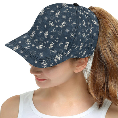 Nautical Sea Themed Print Snapback Cap