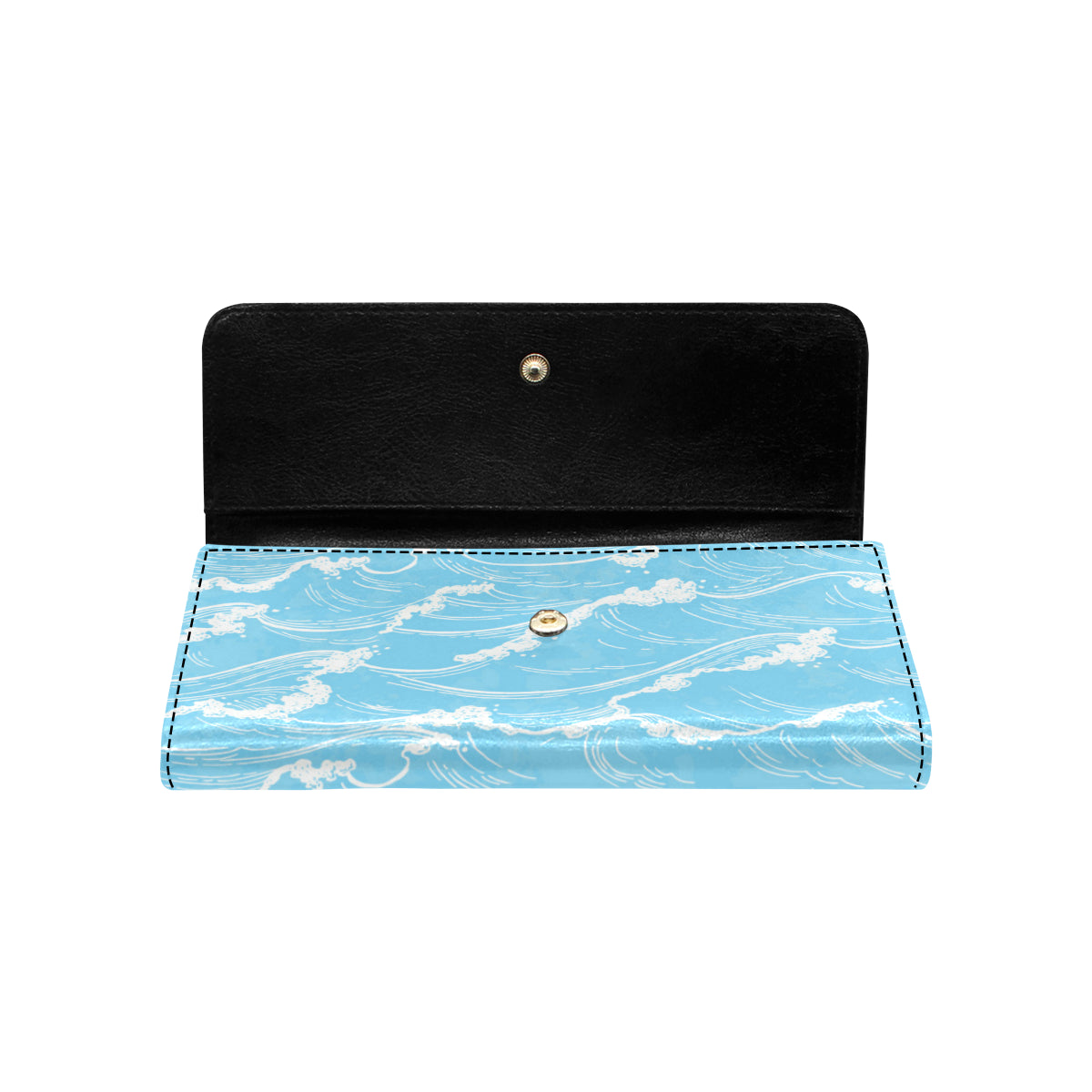 Ocean Wave Pattern Print Design A01 Women's Trifold Wallet