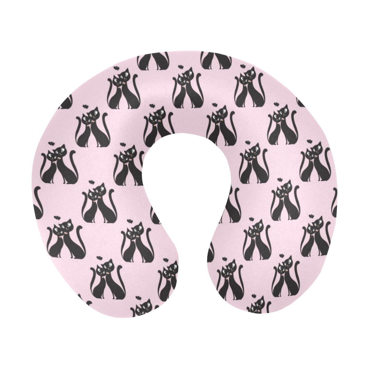 Black Cat Pattern Print Design 01 U-Shaped Travel Neck Pillow