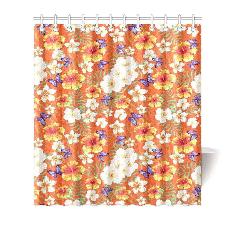Tropical Flower Pattern Print Design TF027 Shower Curtain