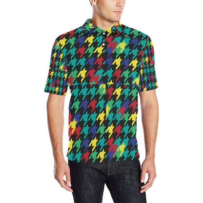 Houndstooth Colorful Pattern Print Design 02 Men Polo Shirt