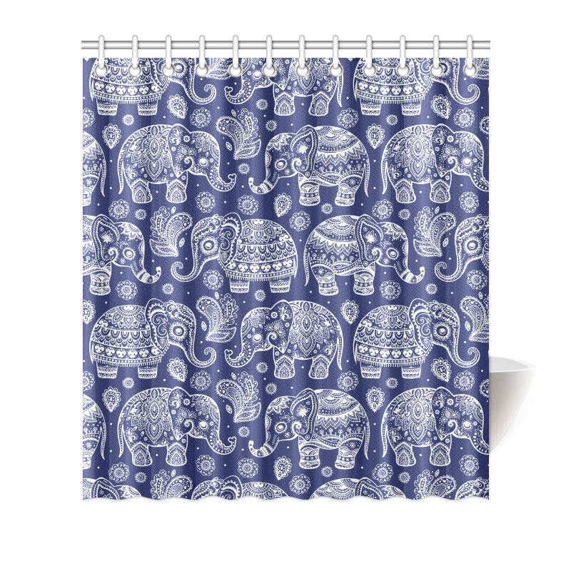 White Elephant Mandala Shower Curtain