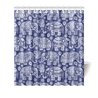White Elephant Mandala Shower Curtain