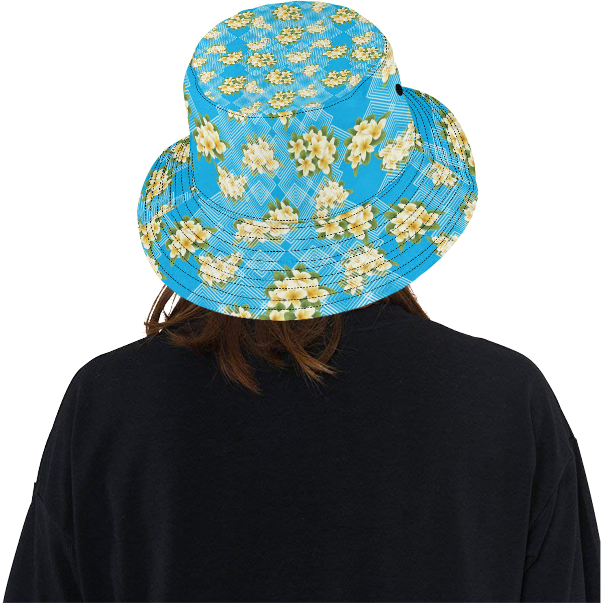 Yellow Plumeria Design Print Pattern Unisex Bucket Hat