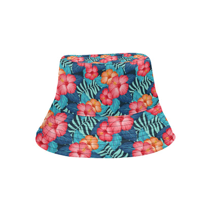 Red Hibiscus Pattern Print Design HB02 Unisex Bucket Hat