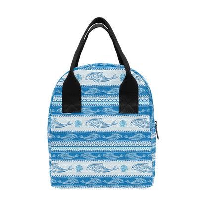 Dolphin Tribal Print Pattern Insulated Lunch Bag