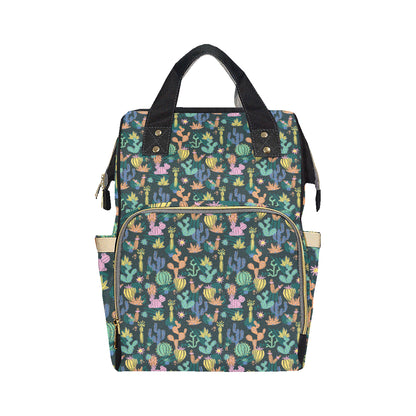 Cactus Pattern Print Design 05 Diaper Bag Backpack