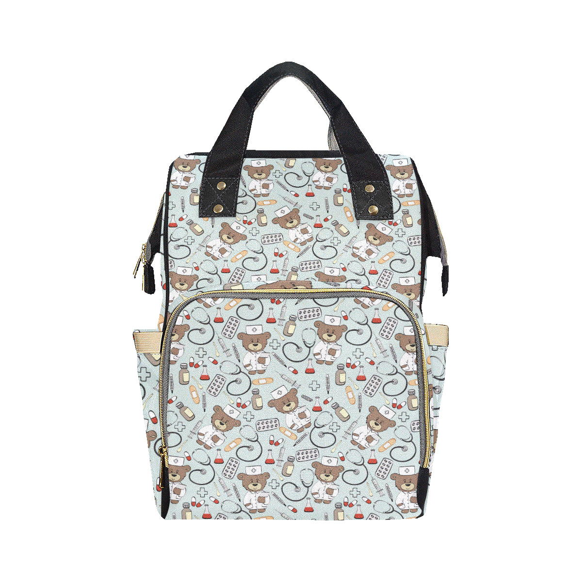 Nurse Bear Pattern Print Design A01 Diaper Bag Backpack
