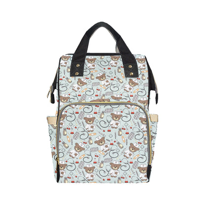 Nurse Bear Pattern Print Design A01 Diaper Bag Backpack