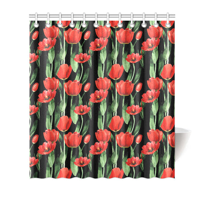 Tulip Red Pattern Print Design TP03 Shower Curtain