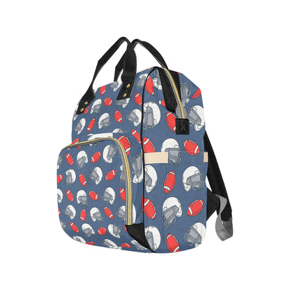 American Football Helmet Design Pattern Diaper Bag Backpack