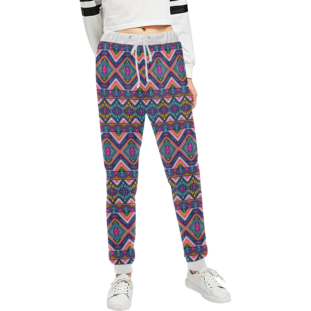 Indian Navajo Pink Themed Design Print Unisex Sweatpants
