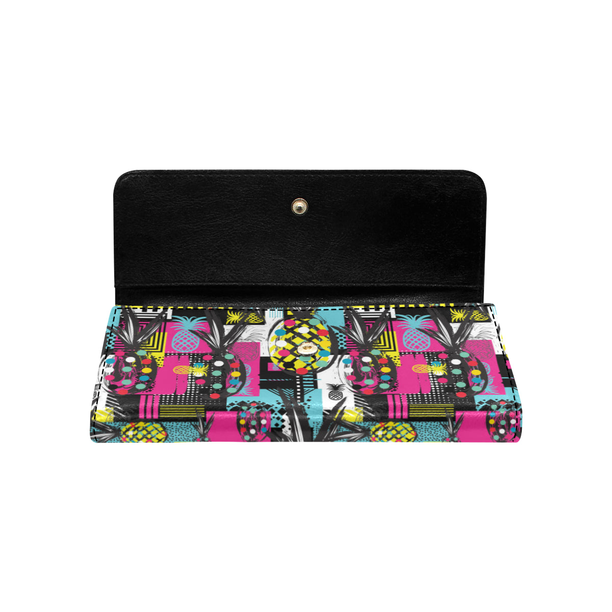 Pop Art Pineapple Pattern Print Design A02 Women's Trifold Wallet