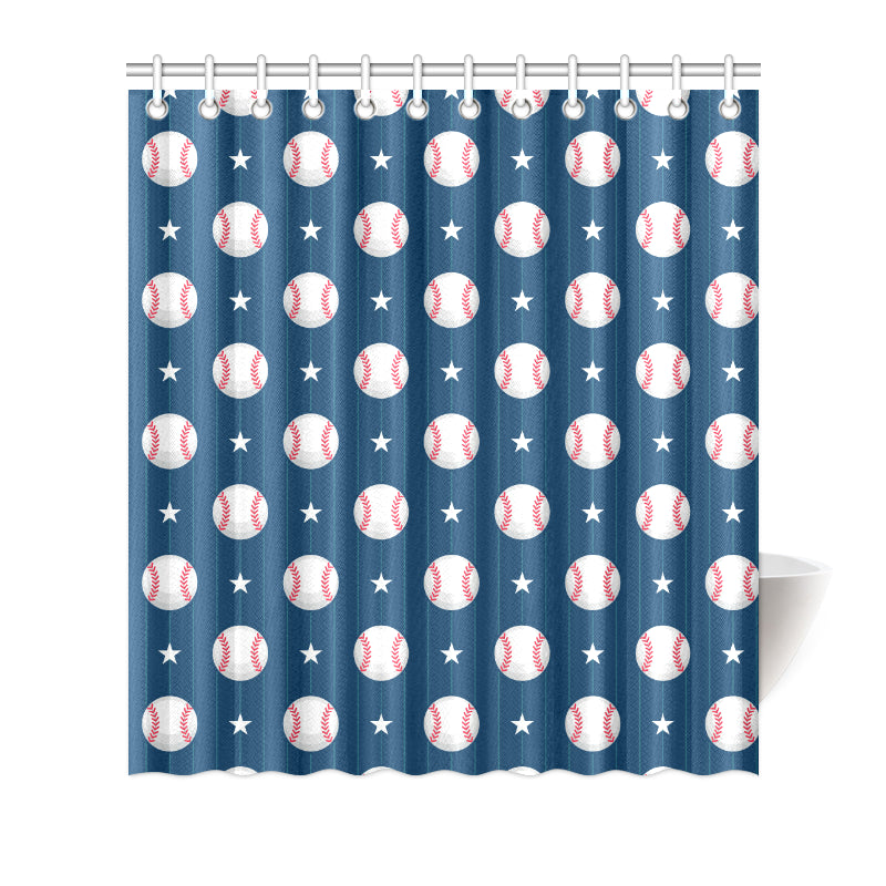 Baseball Star Print Pattern Shower Curtain