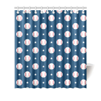 Baseball Star Print Pattern Shower Curtain