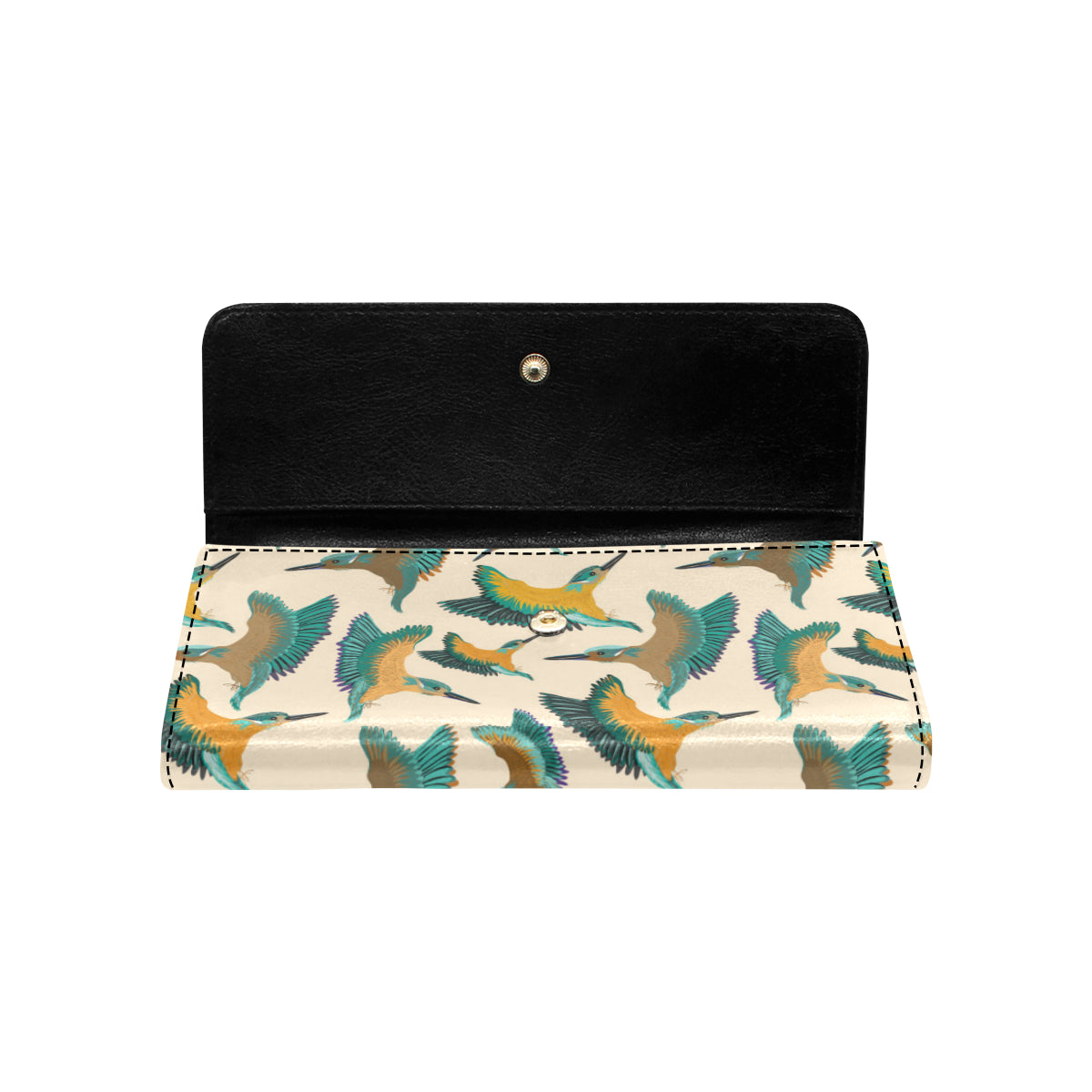 Kingfisher Pattern Print Design 02 Women's Trifold Wallet
