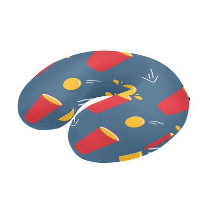 Beer Pong Pattern Print Design 02 U-Shaped Travel Neck Pillow
