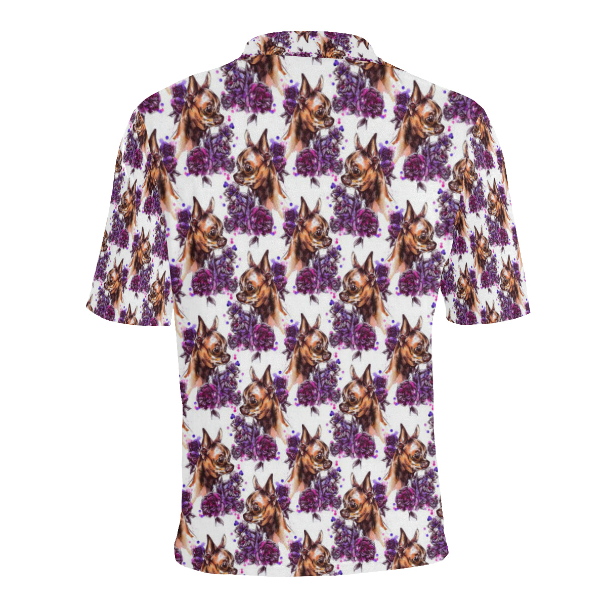 Chihuahua Purple Floral Men Polo Shirt