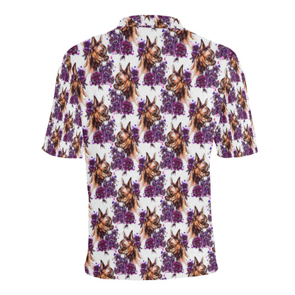 Chihuahua Purple Floral Men Polo Shirt