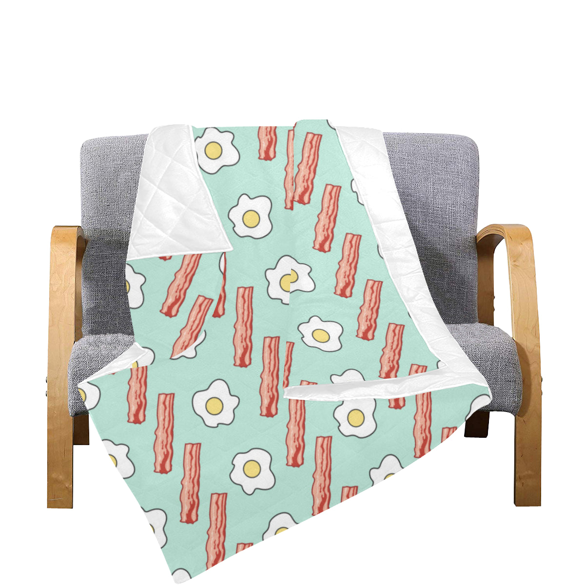 Bacon Sausage Pattern Print Design 01 Premium Quilt
