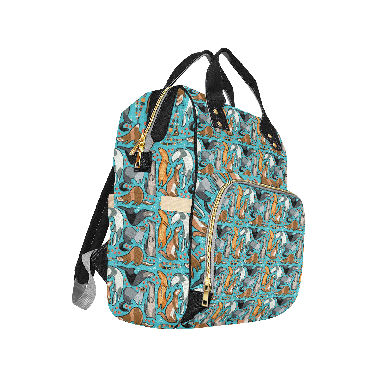 Ferret Pattern Print Design 03 Diaper Bag Backpack
