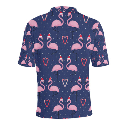 Flamingo Christmas Men Polo Shirt