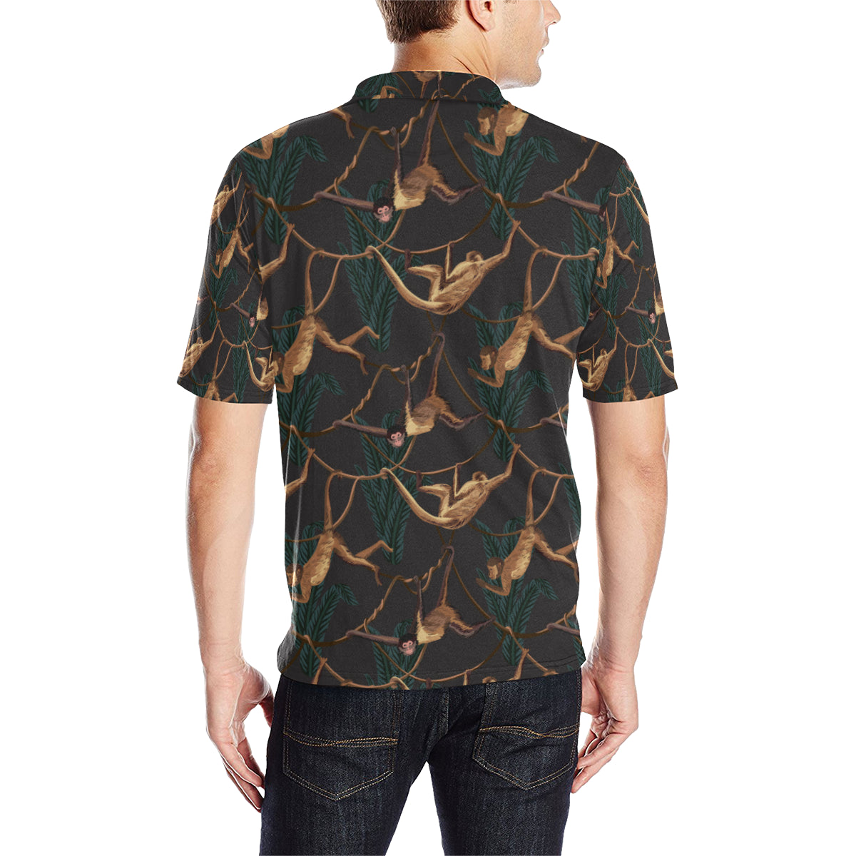 Monkey Pattern Print Design 02 Men Polo Shirt
