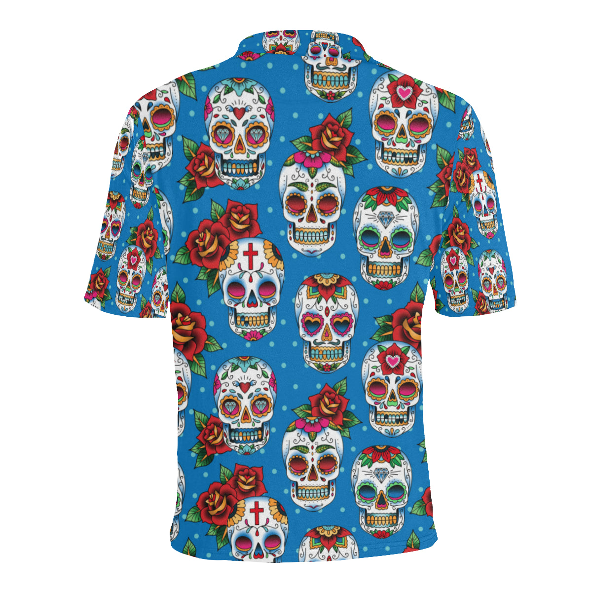 Sugar Skull Rose Pattern Men Polo Shirt