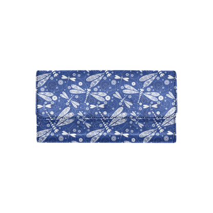 Dragonfly Pattern Print Design 03 Women's Trifold Wallet