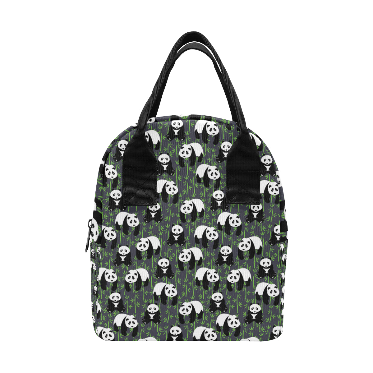 Panda Bear Bamboo Themed Print Insulated Lunch Bag
