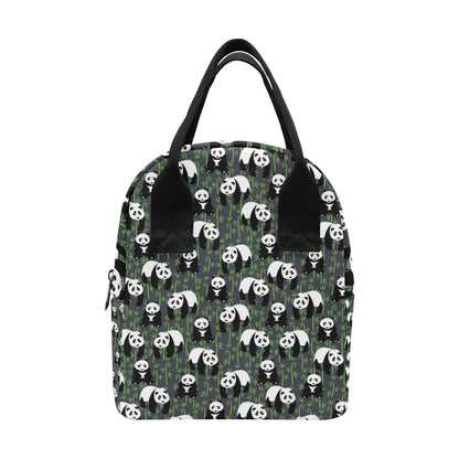 Panda Bear Bamboo Themed Print Insulated Lunch Bag