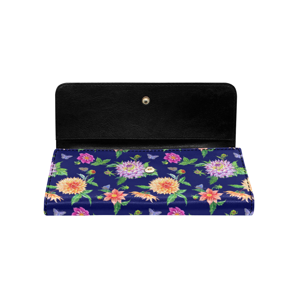 Dahlia Pattern Print Design DH010 Women's Trifold Wallet