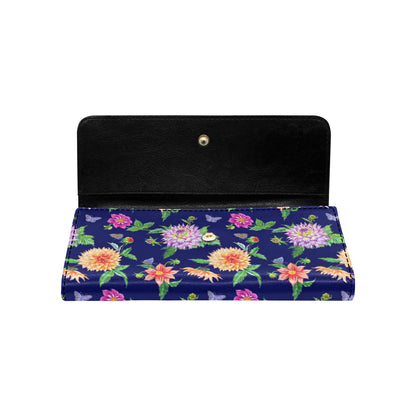 Dahlia Pattern Print Design DH010 Women's Trifold Wallet