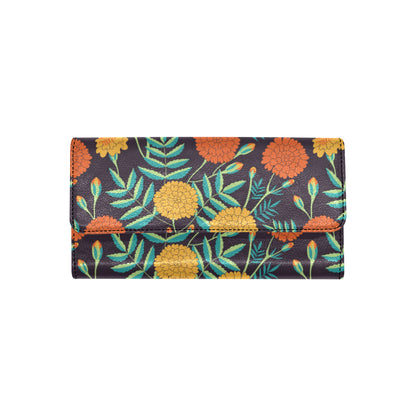 Marigold Pattern Print Design MR01 Women's Trifold Wallet