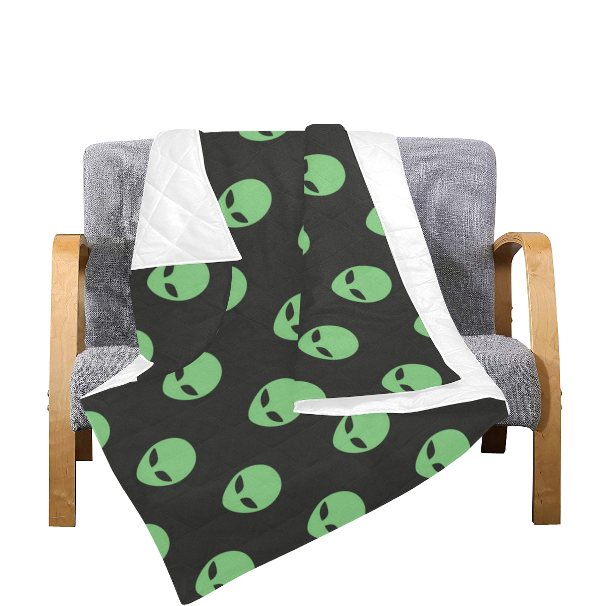 Alien Green Neon Pattern Print Design 01 Premium Quilt