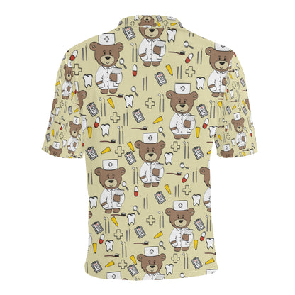 Nurse Bear Pattern Print Design A02 Men Polo Shirt