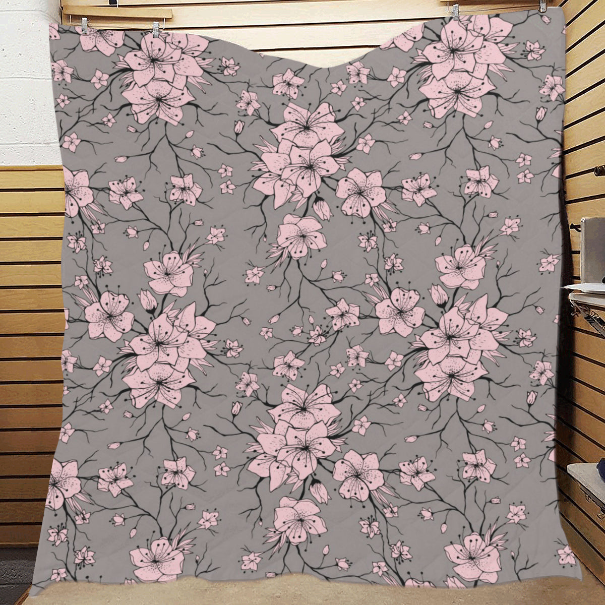 Cherry Blossom Pattern Print Design CB05 Premium Quilt