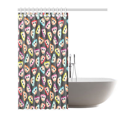Monkey Head Design Themed Print Shower Curtain