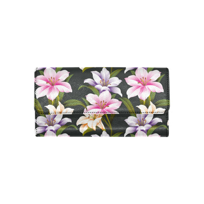 Lily Pattern Print Design LY01 Women's Trifold Wallet