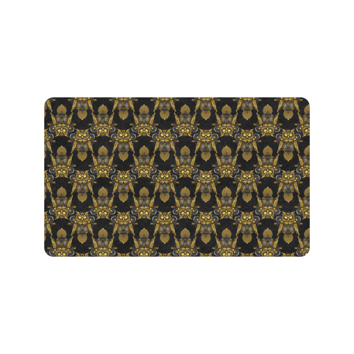 Steampunk Gold Owl Design Themed Print Rubber Doormat