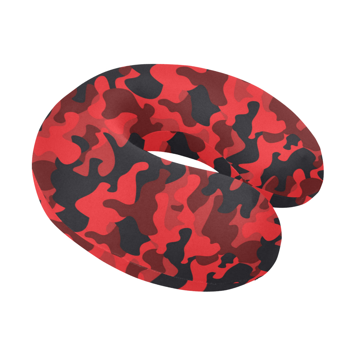 Camo Red Pattern Print Design 03 U-Shaped Travel Neck Pillow