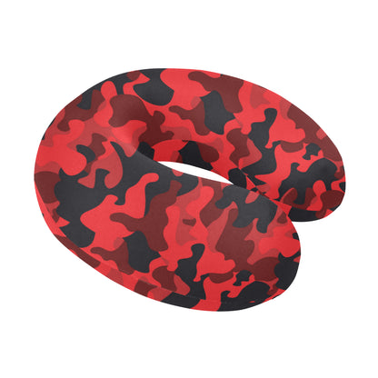 Camo Red Pattern Print Design 03 U-Shaped Travel Neck Pillow
