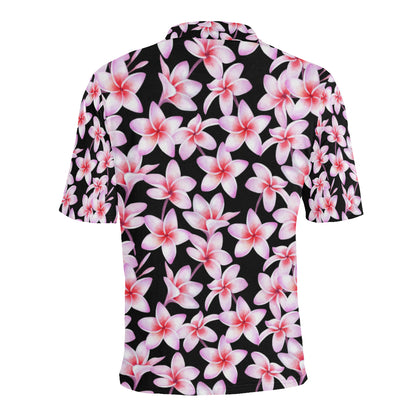 Pink Plumeria Pattern Print Design PM09 Men Polo Shirt